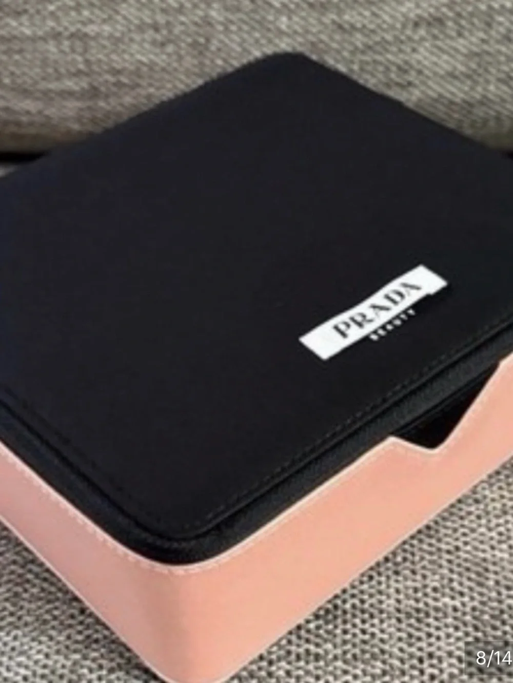 Prada Black and Peach Cosmetic Travel Case